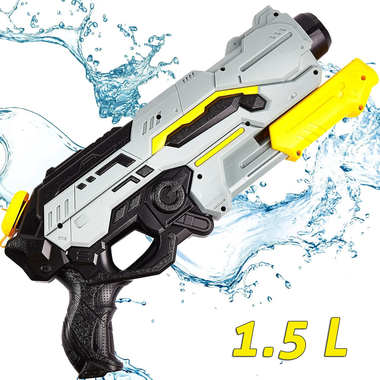 Pistol cu Apa de Inalta Presiune pentru Copii, Vivimall, Jucarie Pistol cu Apa, Capacitate 1.5 L, 43 x 20 x 4 cm, Petrecerile de Vara, 4-12 Ani, Negru Gri - vivimall.ro