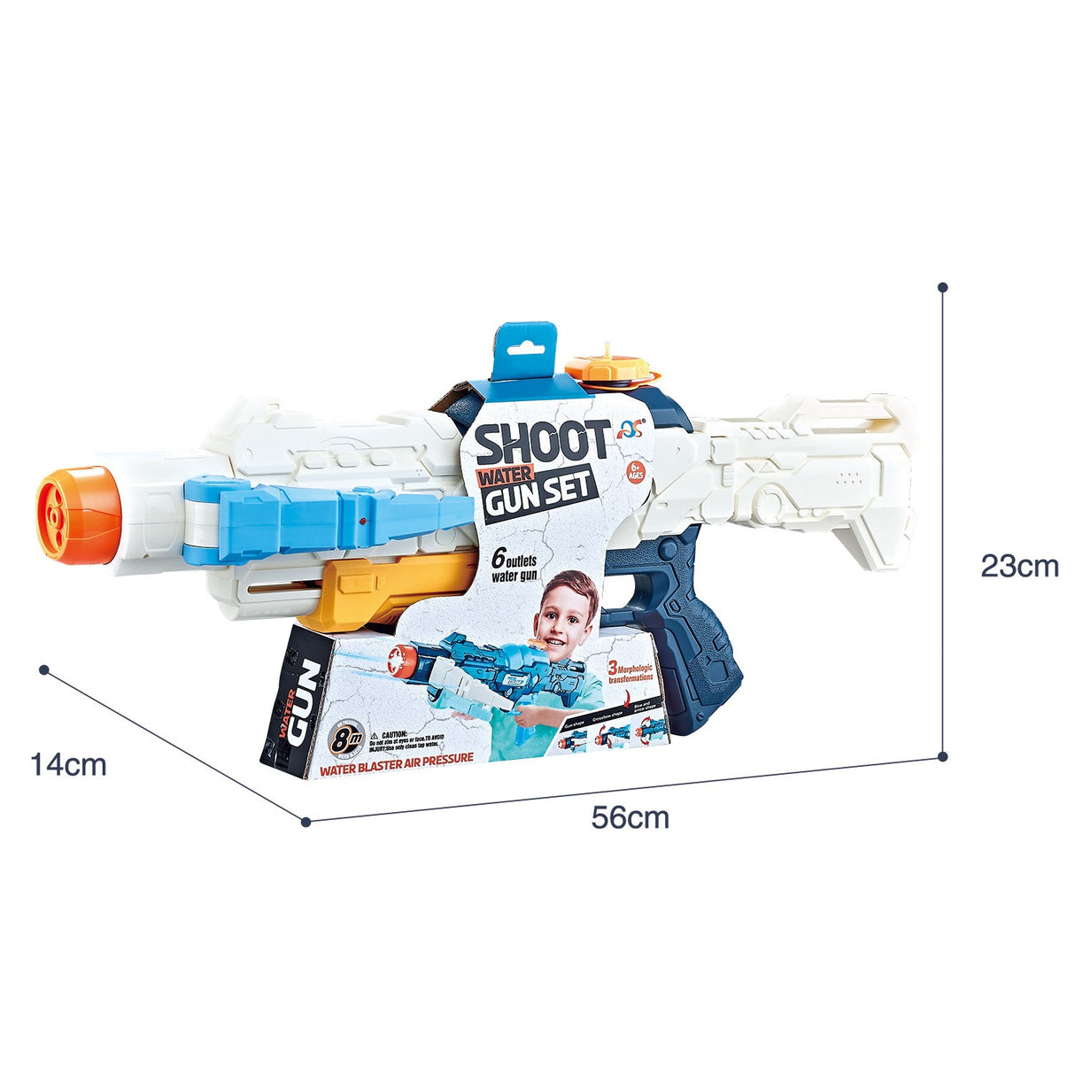 Pistol Cu Apa, +6 Ani, Rezervor 700 Ml, 4 Moduri De Stropire, Din Plastic, 56 X 37 X 23 Cm - vivimall.ro