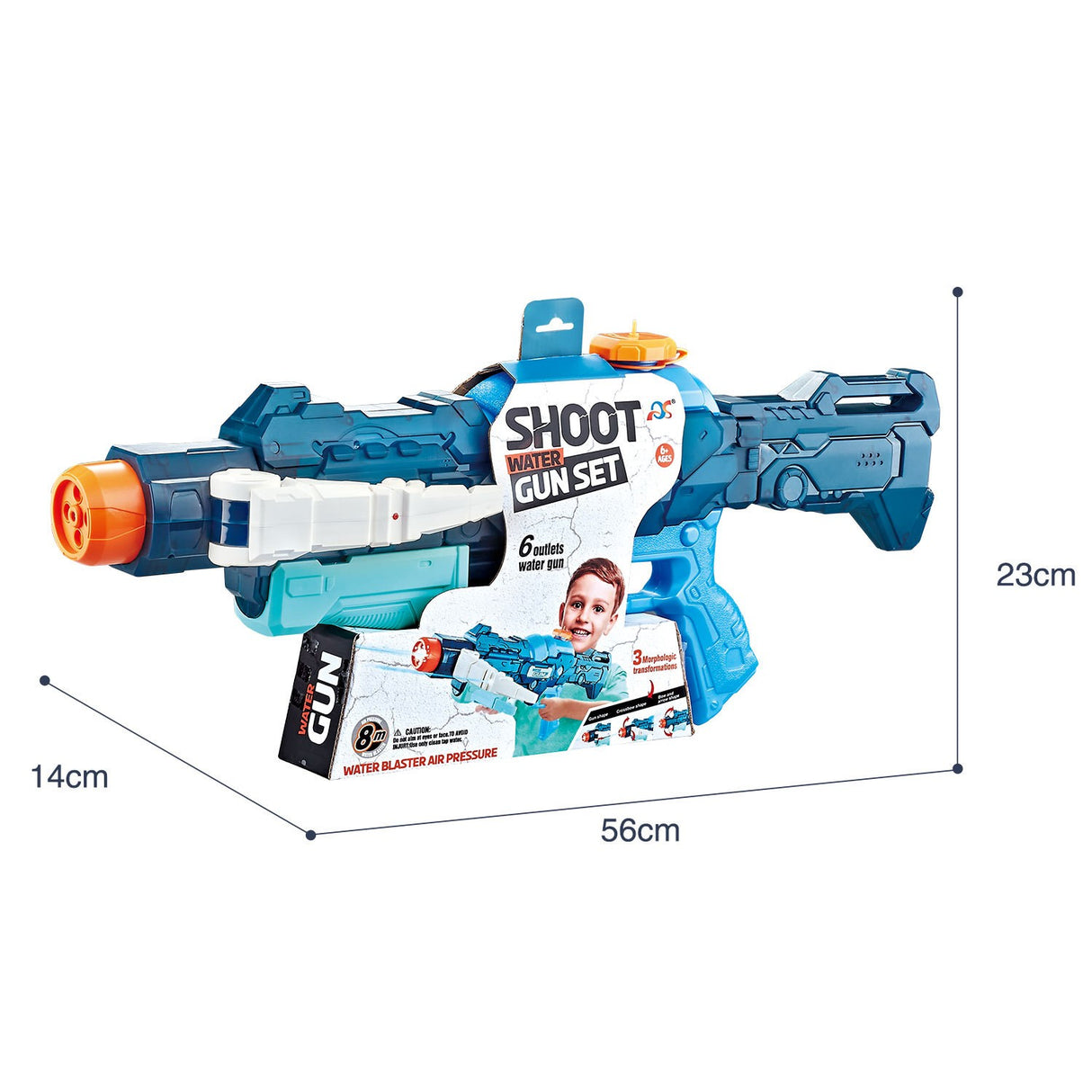 Pistol Cu Apa, +6 Ani, Rezervor 700 Ml, 4 Moduri De Stropire, Din Plastic, 56 X 37 X 23 Cm - vivimall.ro