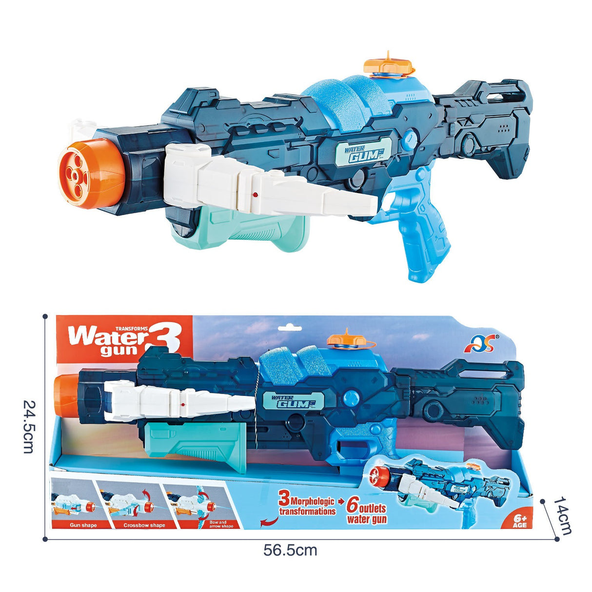 Pistol Cu Apa, +6 Ani, Rezervor 700 Ml, 4 Moduri De Stropire, Din Plastic, 56 X 37 X 23 Cm - vivimall.ro