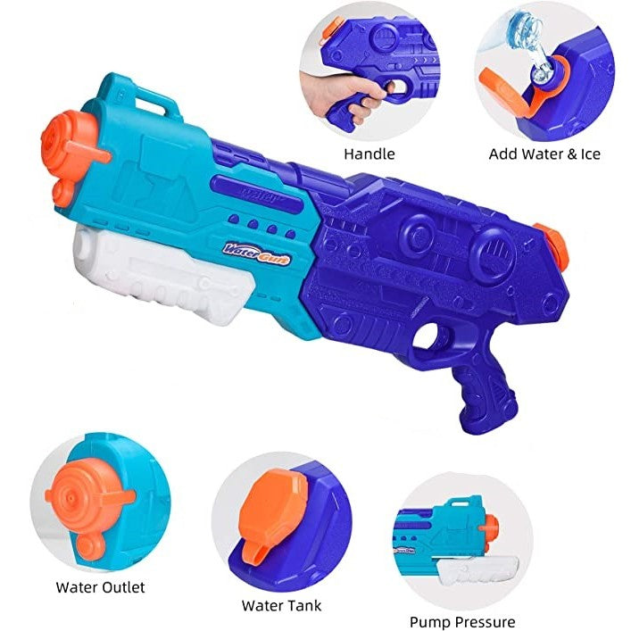 Pistol Cu Apa Pentru Copii, Rezervor De 1500 Ml, Maner De Transport, Pentru Piscina/Plaja, 3 Ani+, Bleumarin, Lungime 44 Cm - vivimall.ro