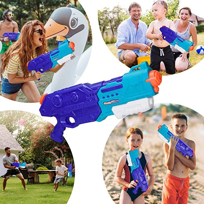Pistol Cu Apa Pentru Copii, Rezervor De 1500 Ml, Maner De Transport, Pentru Piscina/Plaja, 3 Ani+, Bleumarin, Lungime 44 Cm - vivimall.ro