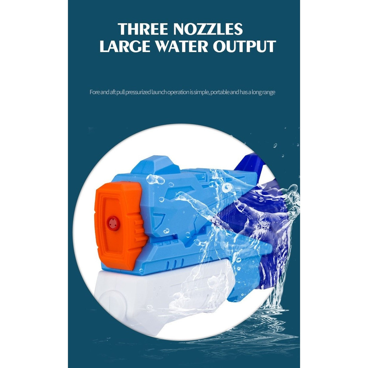Pistol Cu Apa Pentru Copii, Rezervor, Pentru Piscina/Plaja, 6Ani+, 3 Duze, 770Ml - vivimall.ro