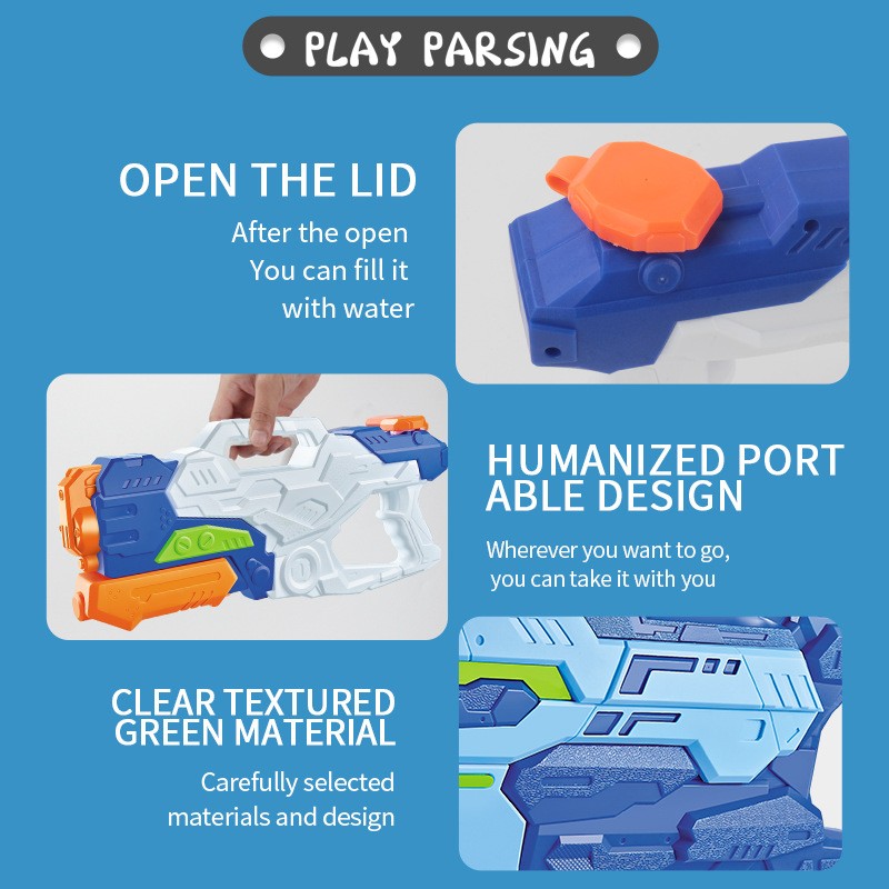 Pistol cu Apa pentru Copii, Rezervor, Pentru Piscina/Plaja, Vivimall, 6ani+,  3 duze, Multicolor, 1000ML - vivimall.ro