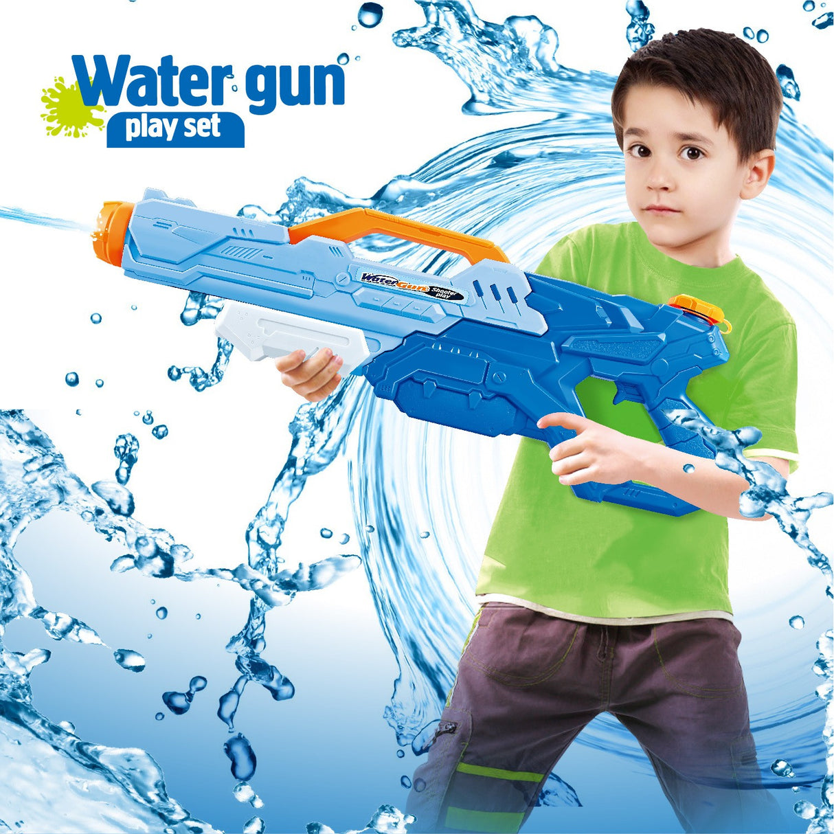 Pistol Cu Apa Pentru Copii, Rezervor, Pentru Piscina/Plaja, 6Ani+, Albastru, 1500Ml - vivimall.ro