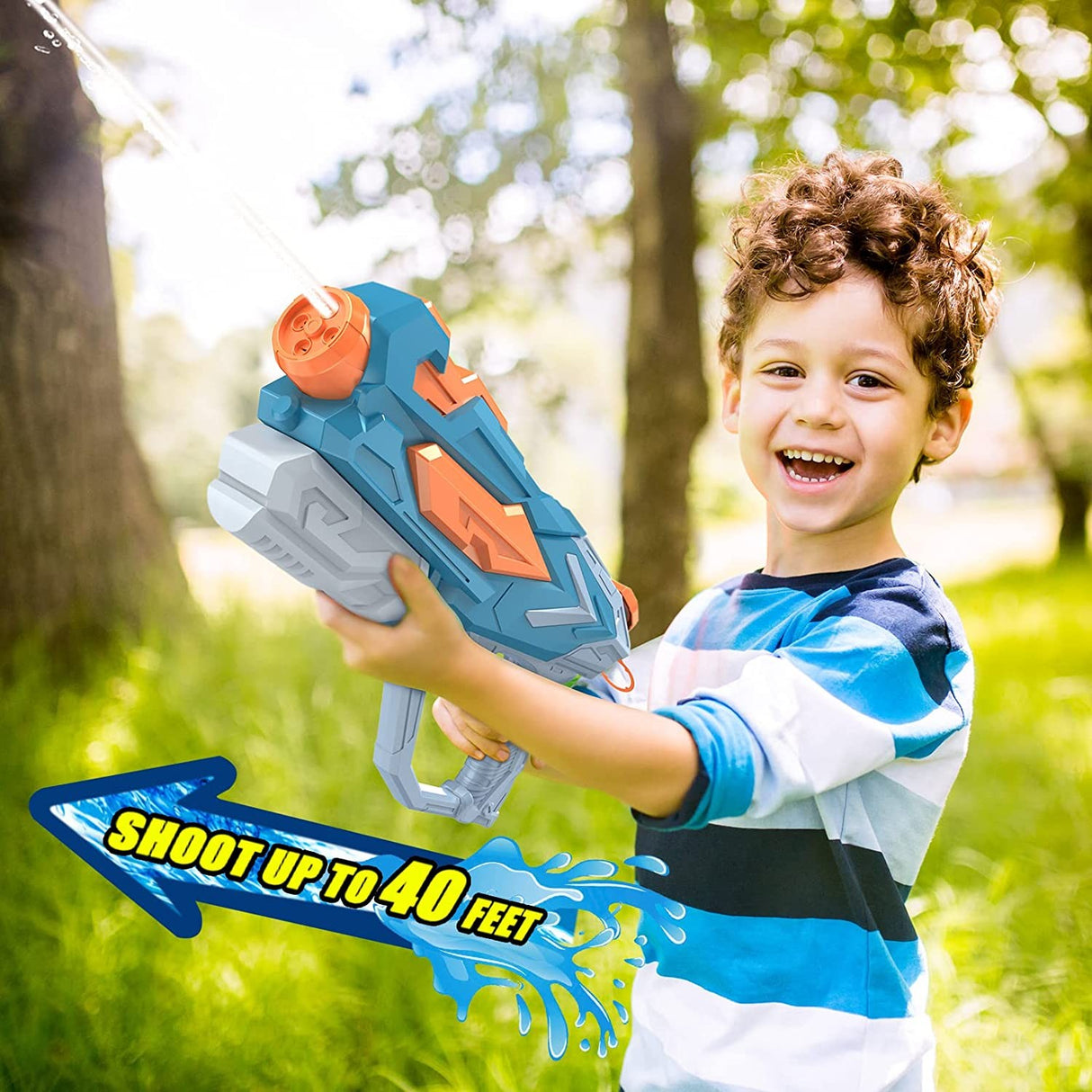 Pistol cu Apa pentru Copii, Rezervor, Pentru Piscina/Plaja, Vivimall, 6ani+, Albastru, 4 duze, 900ML - vivimall.ro