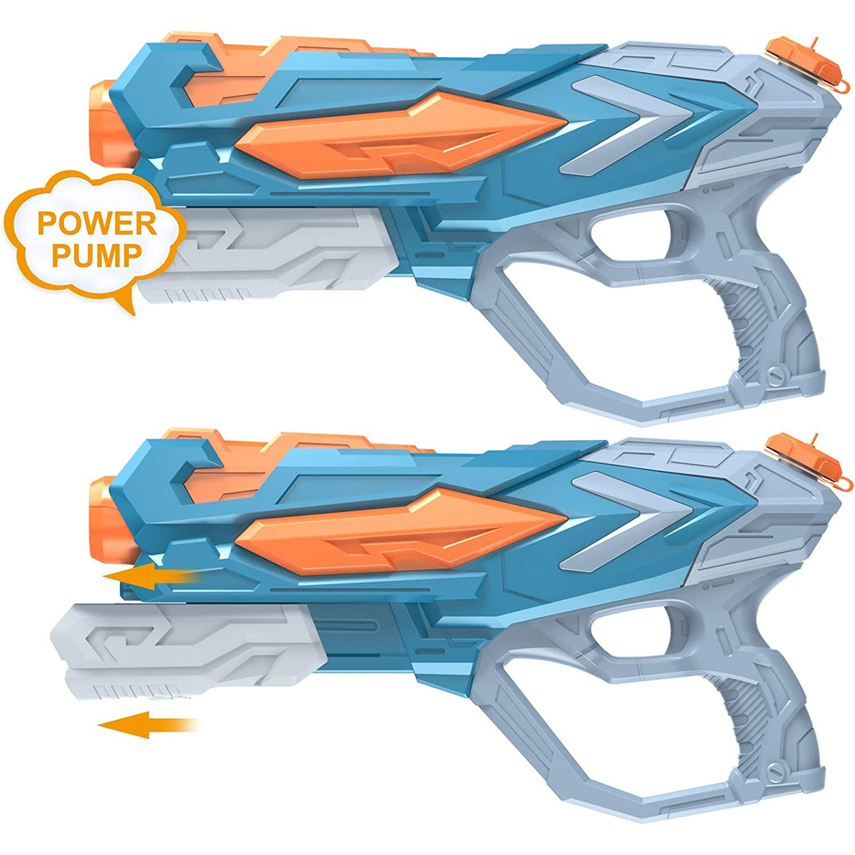 Pistol Cu Apa Pentru Copii, Rezervor, Pentru Piscina/Plaja, 6Ani+, Albastru, 4 Duze, 900Ml - vivimall.ro