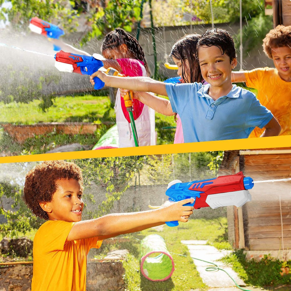 Pistol Cu Apa Pentru Copii, Rezervor, Pentru Piscina/Plaja, 6Ani+, Albastru Deschis/Rosu, 300Ml - vivimall.ro