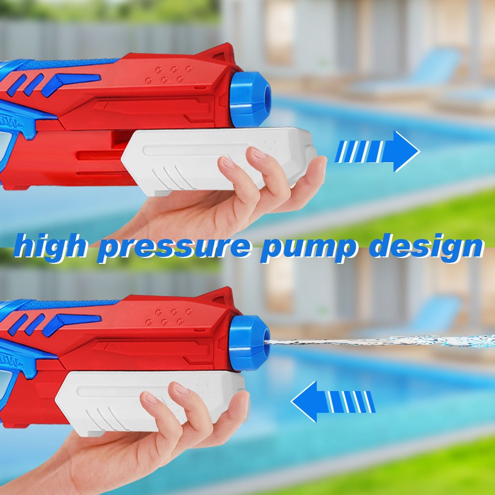 Pistol Cu Apa Pentru Copii, Rezervor, Pentru Piscina/Plaja, 6Ani+, Albastru Deschis/Rosu, 300Ml - vivimall.ro