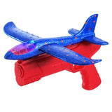 Pistol cu Lansator de Avion, Vivimall, din Polistiren+Plastic, +3 Ani, Avion 24 cm, Lansare 10 m, Rosu/Albastru