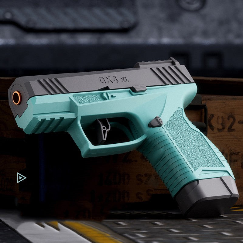 Pistol de jucarie GX4 cu Ejectie, Vivimall, de Explozie de buzunar, Makara BLOWBACK, Gloante Moi pentru Copii, 15 x 13 x 3.5 cm, Negru Verde - vivimall.ro