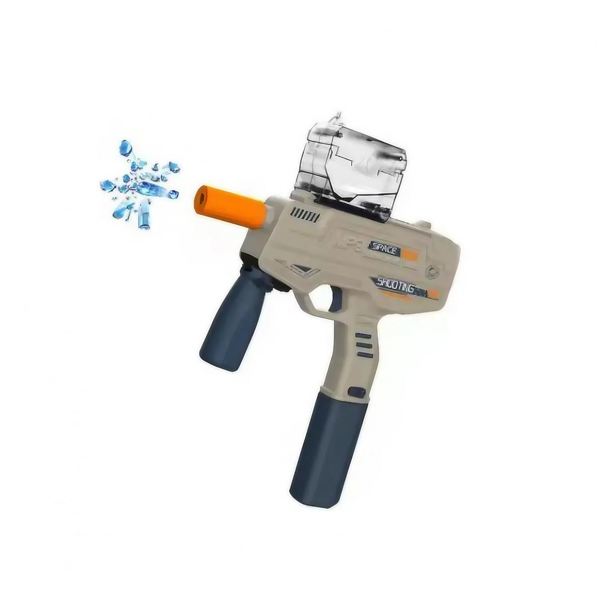 Mitraliera De Jucarie Electrica Cu Bile De Hidrogen De Gel, Gun Bluster, Tragere In Rafala, Varsta Peste 6 Ani, Ochelari De Protectie, 5000 De Bile Incluse, Cablu De Incarcare, Mp9, Crem - vivimall.ro