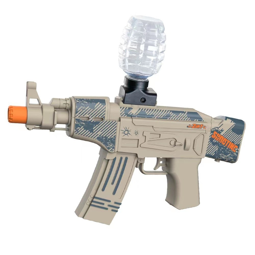 Mitraliera De Jucarie Electrica Cu Bile De Hidrogen De Gel, Gun Bluster, Tragere In Rafala, Varsta Peste 6 Ani, Ochelari De Protectie, 5000 De Bile Incluse, Cablu De Incarcare, Ak47, Crem - vivimall.ro