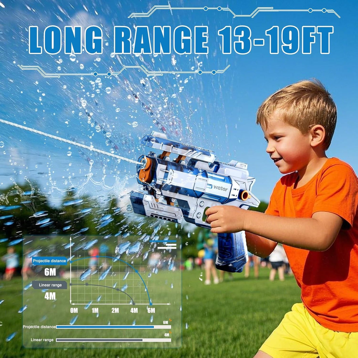 Pistol Manual cu Apa, Vivimall, Jucarie Pistol cu Apa Sigur Pentru Copii, Design Nou S-Shooter Atractiv, 23 x 14.5 cm, Albastru Transparent - vivimall.ro