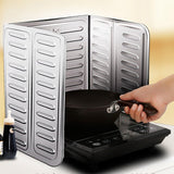 Placa de Protectie pentru Aragaz, Flippy, din Aluminiu, Placa de Protectie Anti Stropi, Pliabila, Usor de Curatat, 32.5 x 84 cm, Gri