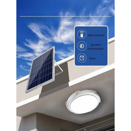 Plafoniera Solara, 150 W, Diametru 280 Mm, Cu Telecomanda, Lungime Prelungitor: 4.6 M, Alb Rece - vivimall.ro