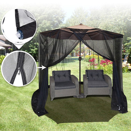 Plasa anti-tantari si insecte Vivimall, pentru umbrela de soare, inaltime 2.3, diametru 3 m, negru - vivimall.ro