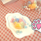 Jucarie Antistres Squishy, Vivimall, cu Revenire Lenta, Squeeze Pinch Family, Model Labuta de Pisica Pufoasa, 6x6 cm, 70g, Ambalaj Transparent, Multicolor - vivimall.ro