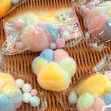 Jucarie Antistres Squishy, Vivimall, cu Revenire Lenta, Squeeze Pinch Family, Model Labuta de Pisica Pufoasa, 6x6 cm, 70g, Ambalaj Transparent, Multicolor - vivimall.ro