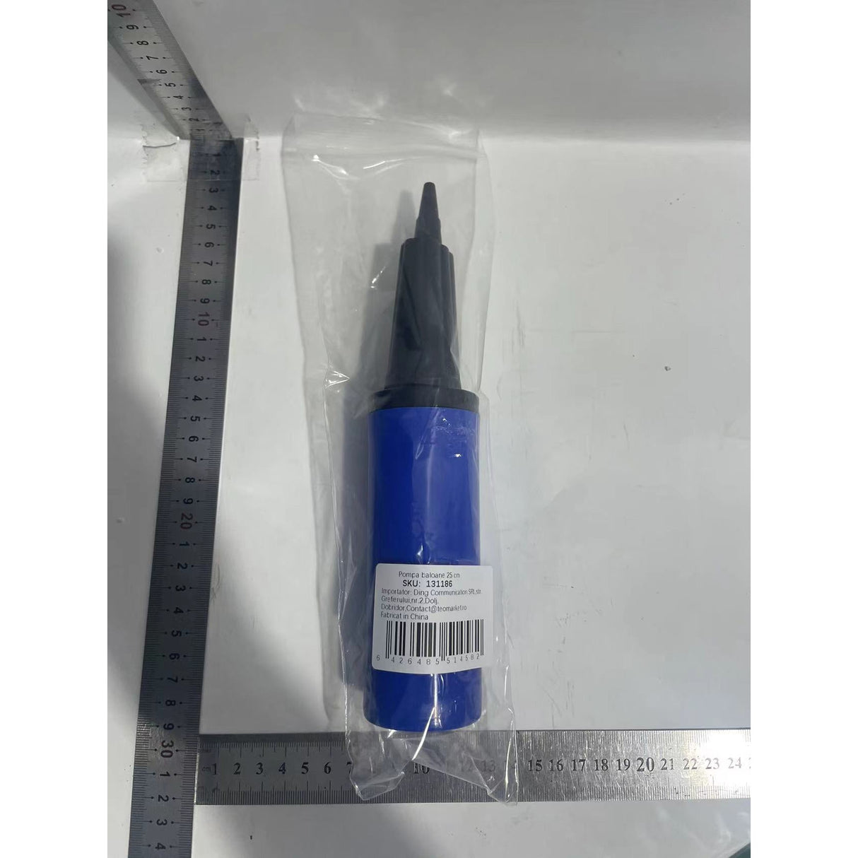 Pompa de Umflat Baloane, Flippy, Manuala, din Plastic, 25 cm, Albastru