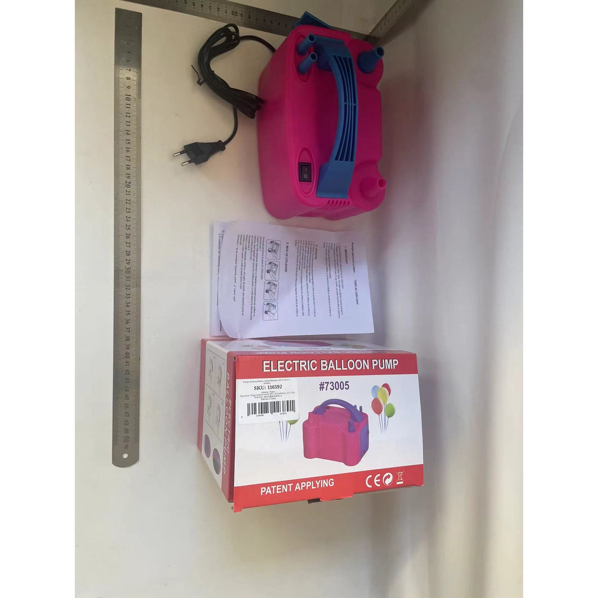 Pompa Electrica Pentru Umflat Baloane, 600 W, Roz Cu