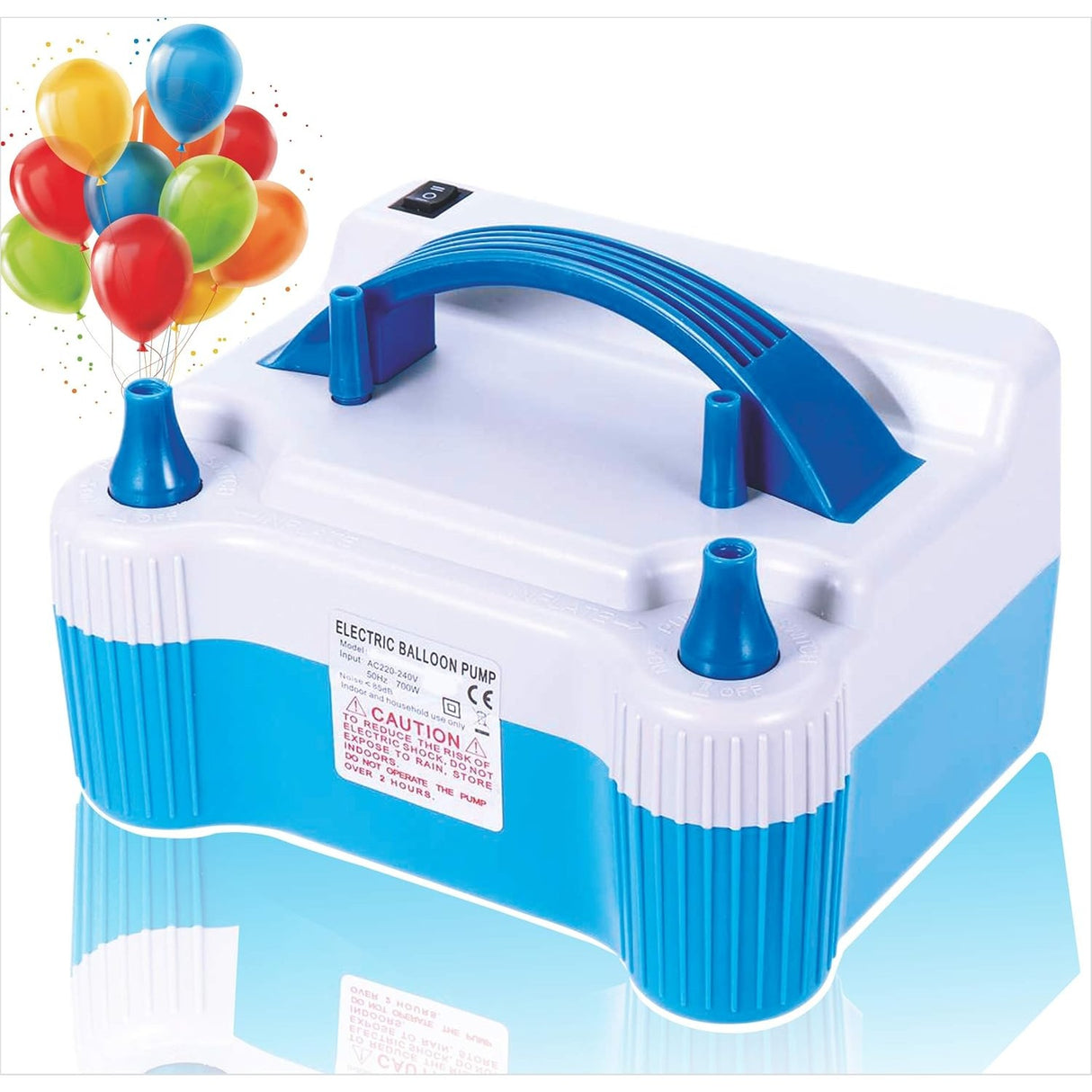 Pompa Electrica Pentru Umflat Baloane, 700 W, Doua Capete de Umflat, din Plastic, Albastru