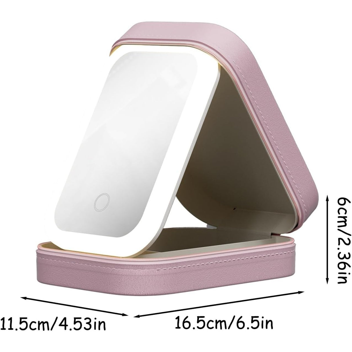 Portfard, Geanta Cosmetice, Cu Oglinda Led, 3 Moduri De Lumina, Incarcare Usb, Baterie 1200 Mah, Pentru Organizarea Cosmeticelor, 4 Compartimente, Imitatie Piele