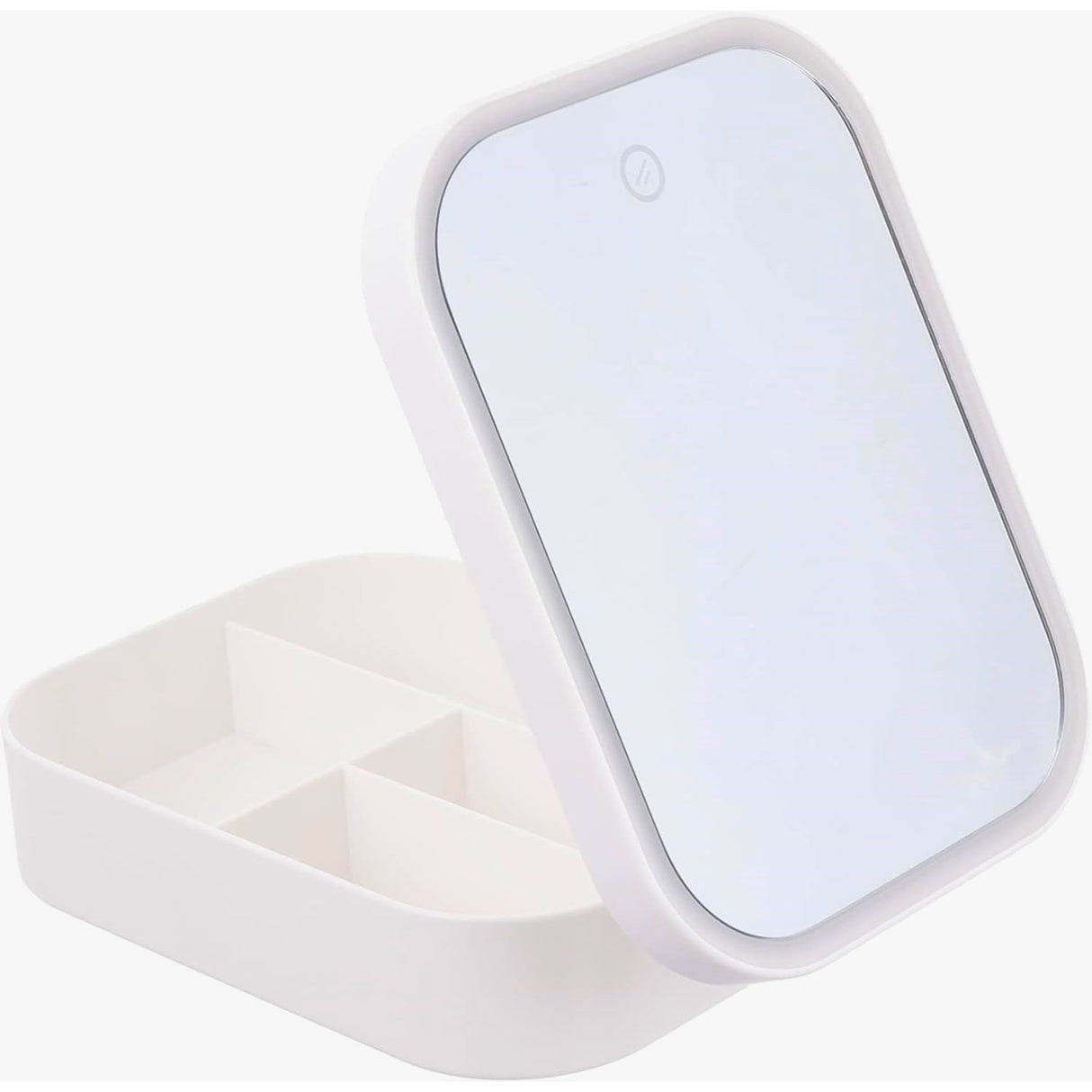 Portfard, Geanta Cosmetice, Cu Oglinda Led, 3 Moduri De Lumina, Incarcare Usb, Baterie 1200 Mah, Pentru Organizarea Cosmeticelor, 4 Compartimente, Imitatie Piele
