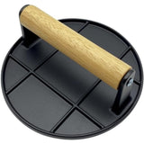 Presa Manuala Pentru Carne, Din Aliaj De Aluminiu, Maner Din Lemn, Presa Pentru Burgeri, Usor De Curatat Si Folosit, Rotunda, 16X16X6 Cm, Neagra - vivimall.ro