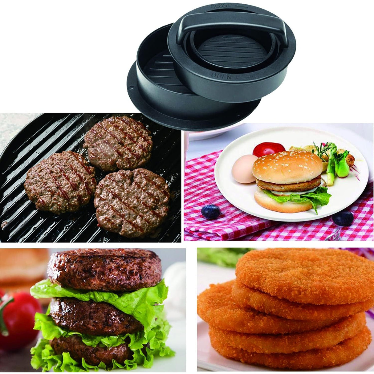 Presa dubla hamburger 2 in 1 | GrillEase - vivimall.ro