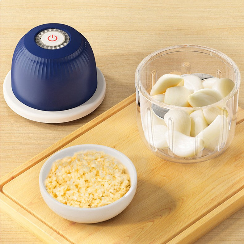 Tocator Electric Pentru Bucatarie, Model Presa Electrica Pentru Legume Fructe Carne Umpluturi Sosuri, Otel Inoxidabil, 14 X 10.5 X 10.5 Cm, 350 Ml, Albastru Inchis - vivimall.ro