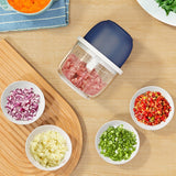 Tocator Electric Pentru Bucatarie, Model Presa Electrica Pentru Legume Fructe Carne Umpluturi Sosuri, Otel Inoxidabil, 14 X 10.5 X 10.5 Cm, 350 Ml, Albastru Inchis - vivimall.ro