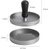 Presa manuala pentru burgeri Vivimall, material ABS si aluminiu, forma si presa, usor de curatat si folosit, 11.7 x 8.5 cm, gri - vivimall.ro