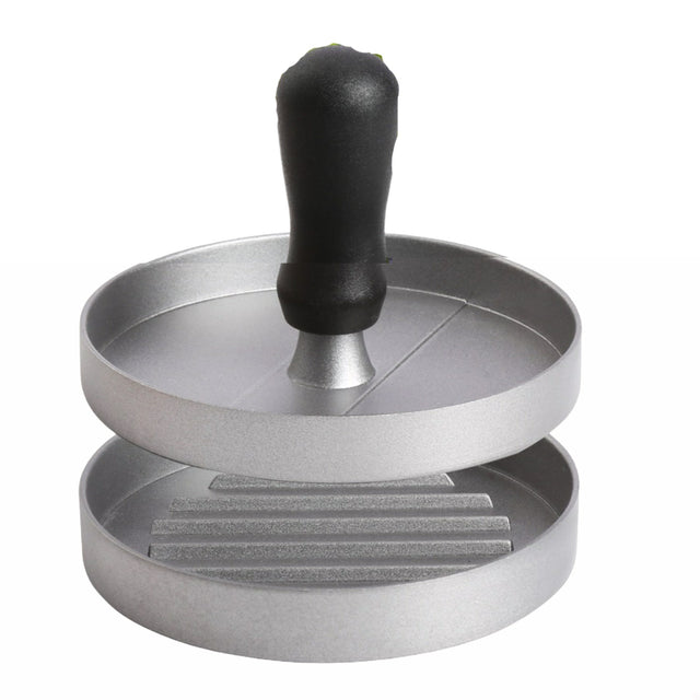 Presa manuala pentru burgeri Vivimall, material ABS si aluminiu, forma si presa, usor de curatat si folosit, 11.7 x 8.5 cm, gri - vivimall.ro