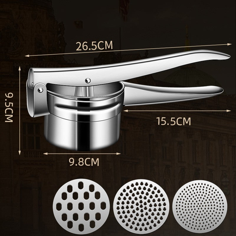 Presa Storcator Pentru Fructe Si Legume, Zdrobitor Manual, Inox, 3 Discuri Interschimbabile, Usor De Stors Si De Curatat, Ergonomic, 26.5 X 9.8 X 9.5 Cm Argintiu - vivimall.ro