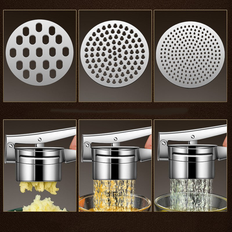 Presa Storcator Pentru Fructe Si Legume, Zdrobitor Manual, Inox, 3 Discuri Interschimbabile, Usor De Stors Si De Curatat, Ergonomic, 26.5 X 9.8 X 9.5 Cm Argintiu - vivimall.ro