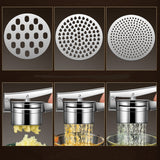 Presa Storcator pentru Fructe si Legume, Vivimall, Zdrobitor Manual, Inox, 3 Discuri Interschimbabile, Usor de Stors si de Curatat, Ergonomic, 26.5 x 9.8 x 9.5 cm Argintiu - vivimall.ro