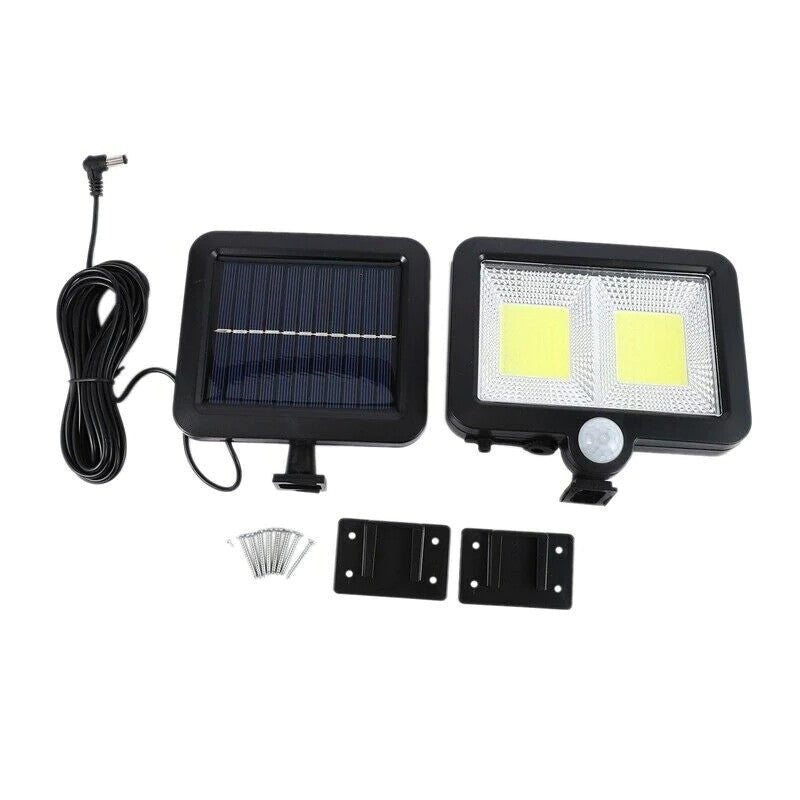 Lampa Solara  Cu Senzor De Miscare, 108 Cob Led, 2 Grile, Ip65, Negru - vivimall.ro