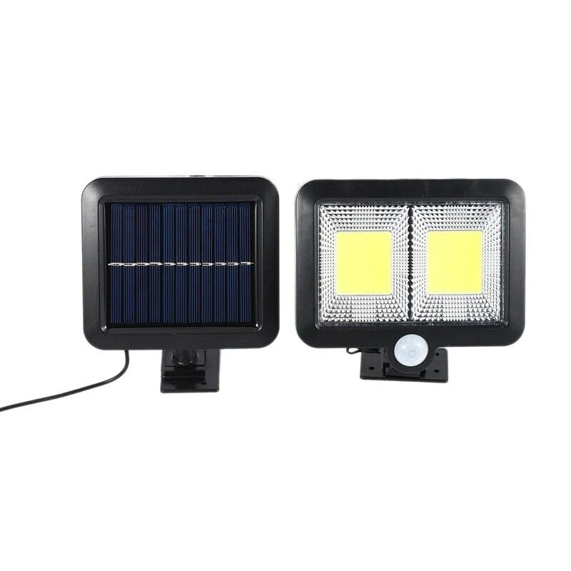 Lampa solara Vivimall cu senzor de miscare, 108 COB LED, 2 grile, ip65, negru