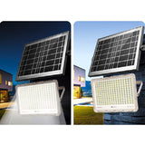 Proiector Led Cu Panou Solar, Senzor De Lumina Waterproof, 200W, 29X23 Cm, Suport U Inclus, Panou Afisaj Nivel Baterie, Telecomand, 220V, Design Modern, Alb - vivimall.ro