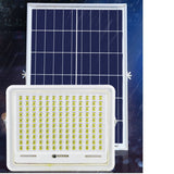 Proiector Led Cu Panou Solar, Senzor De Lumina Waterproof, 200W, 29X23 Cm, Suport U Inclus, Panou Afisaj Nivel Baterie, Telecomand, 220V, Design Modern, Alb - vivimall.ro