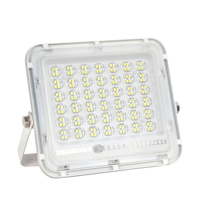 Proiector Led Cu Panou Solar, Senzor De Lumina Waterproof, 200W, 29X23 Cm, Suport U Inclus, Panou Afisaj Nivel Baterie, Telecomand, 220V, Design Modern, Alb - vivimall.ro