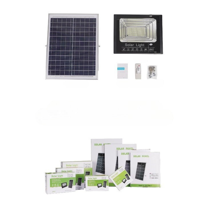 Proiector Led/Lampa Solara De Exterior Rezistent La Apa Ip67, Cu Panou Solar, 220 Led Smd, 100W, Senzor De Lumina, Timer, Cu Telecomanda, 2 Moduri De Iluminat, Kit Montaj Inclus, Lumina Rece, Resigilat - vivimall.ro