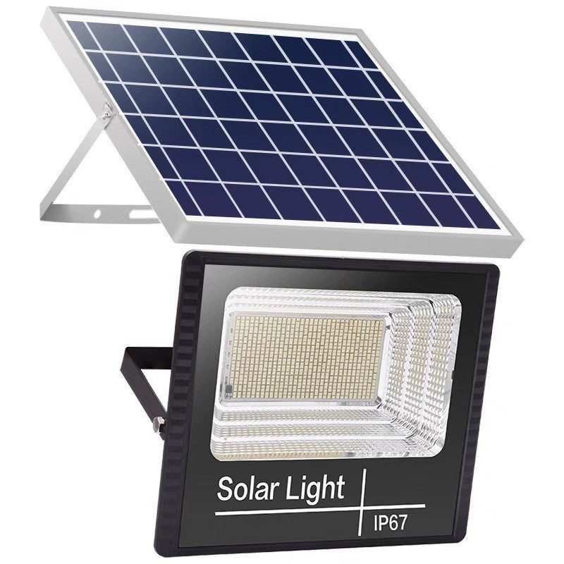 Proiector Led/Lampa Solara De Exterior Rezistent La Apa Ip67, Cu Panou Solar, 220 Led Smd, 100W, Senzor De Lumina, Timer, Cu Telecomanda, 2 Moduri De Iluminat, Kit Montaj Inclus, Lumina Rece, Resigilat - vivimall.ro