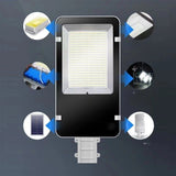 Proiector LED pentru stalp, casa, perete cu suport metalic inclus, Flippy, 38,5 cm x 14,2 cm, Rezistent la Apa IP65, cu Panou Solar, 240 COB LED, 100 W, Senzor de lumina, Timer, cu Telecomanda, intensitate reglabila, kit montaj inclus, Lumina Rece