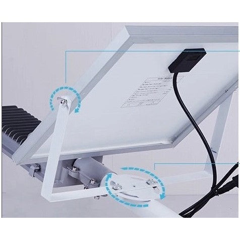 Proiector LED pentru stalp, casa, perete cu suport metalic inclus, Flippy, 38,5 cm x 14,2 cm, Rezistent la Apa IP65, cu Panou Solar, 240 COB LED, 100 W, Senzor de lumina, Timer, cu Telecomanda, intensitate reglabila, kit montaj inclus, Lumina Rece