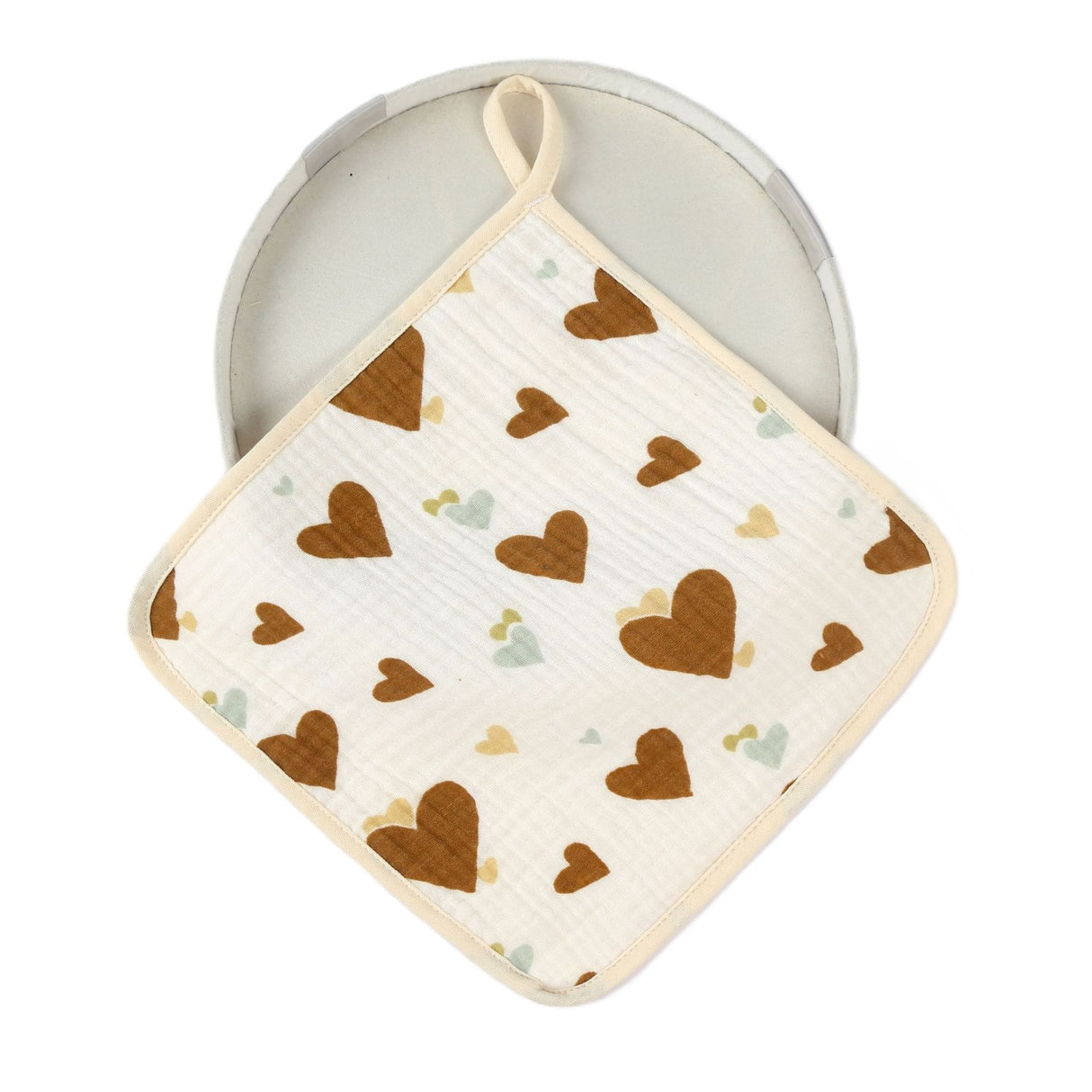 Prosop Absorbant, Flippy, din Bumbac, 25 x 25 cm, Model Inimioare, cu Agatatoare, Maro