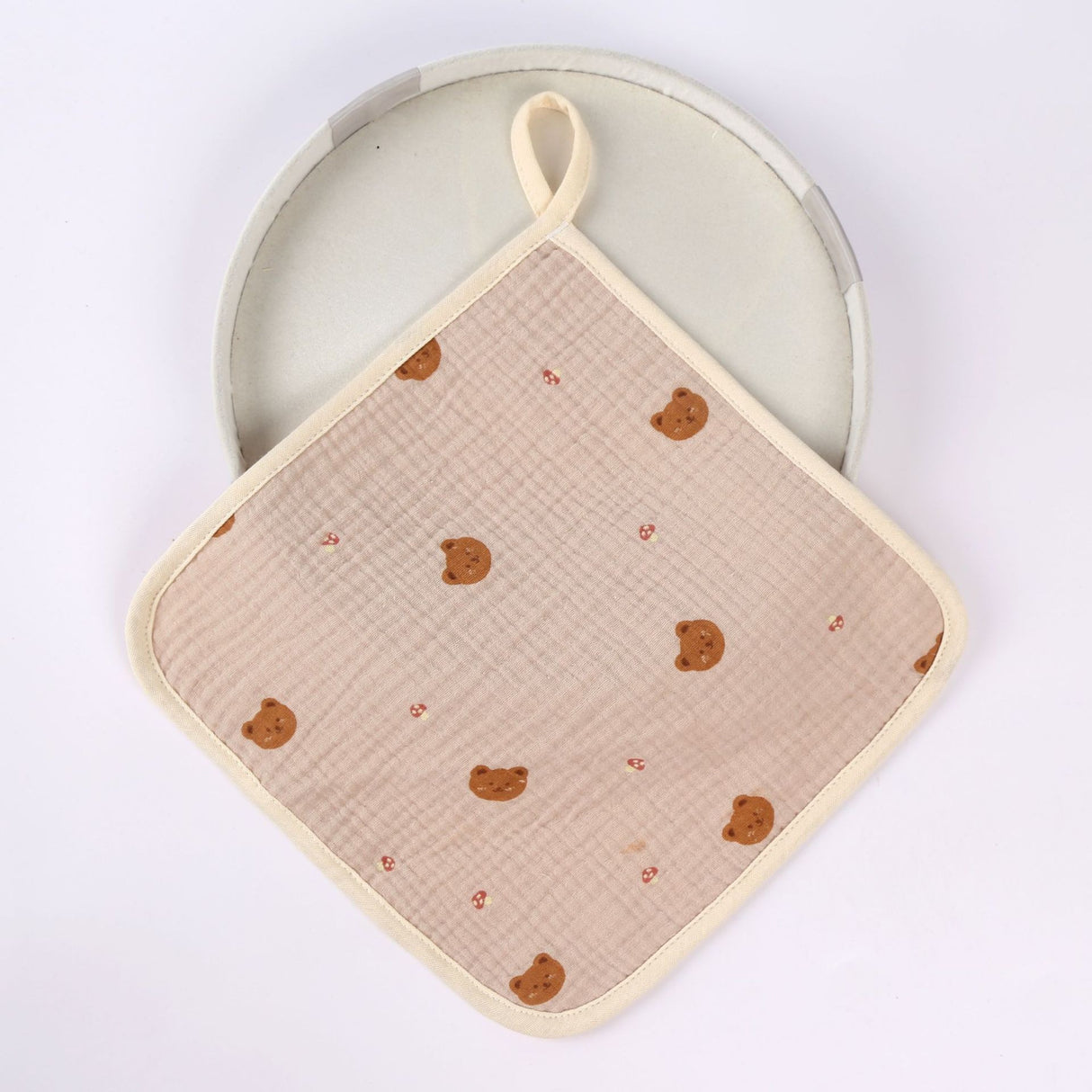 Prosop Absorbant, Flippy, din Bumbac, 25 x 25 cm, Model Ursuleti, cu Agatatoare, Crem