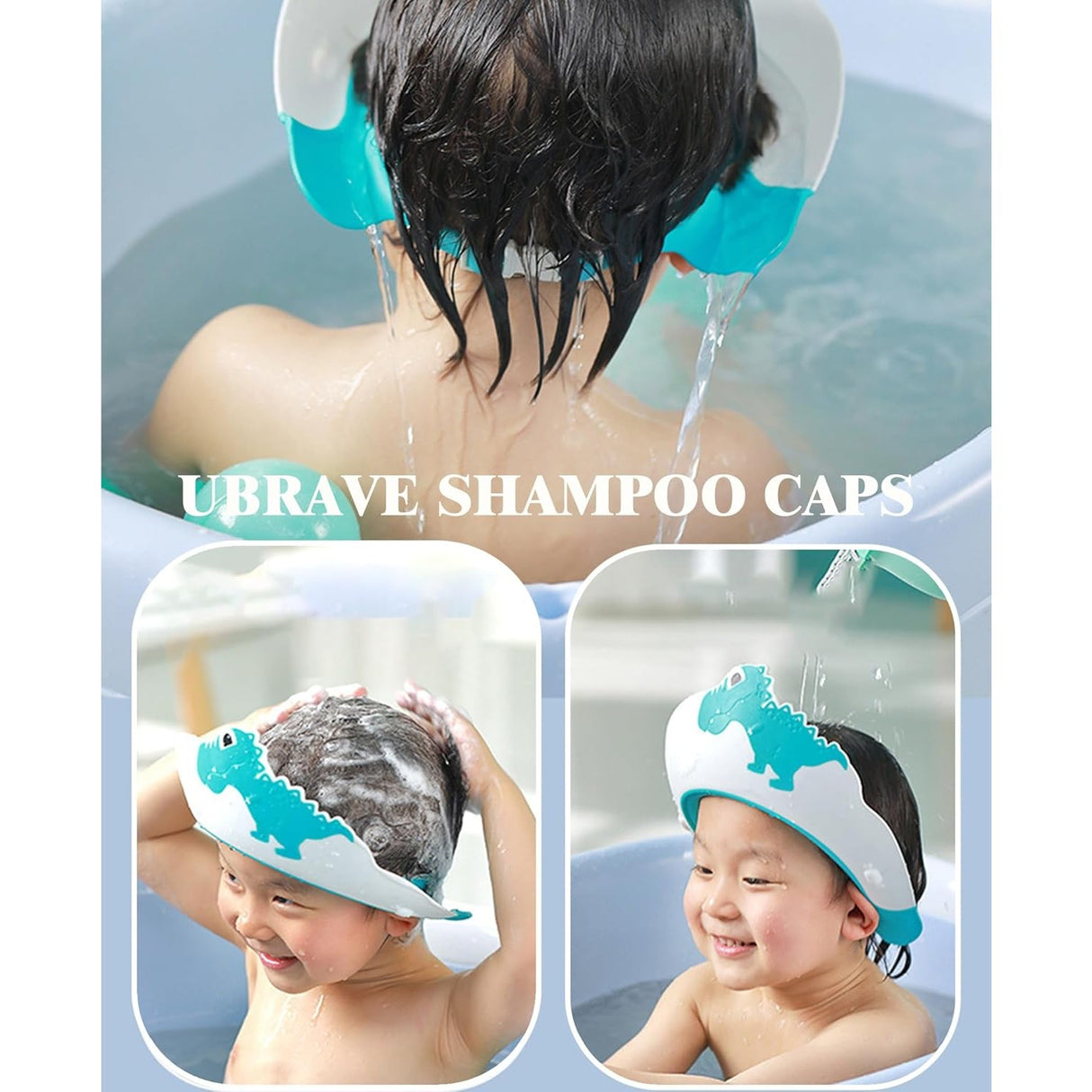 Viziera De Protectie Baie Pentru Copii, Fippy, Model Dinozaur, Dimensiune Ajustabila, Durabil, Usor De Curatat, Impotriva Samponului, Pentru Ochi Si Urechi, Tpe+Pp, 22X21 Cm - vivimall.ro