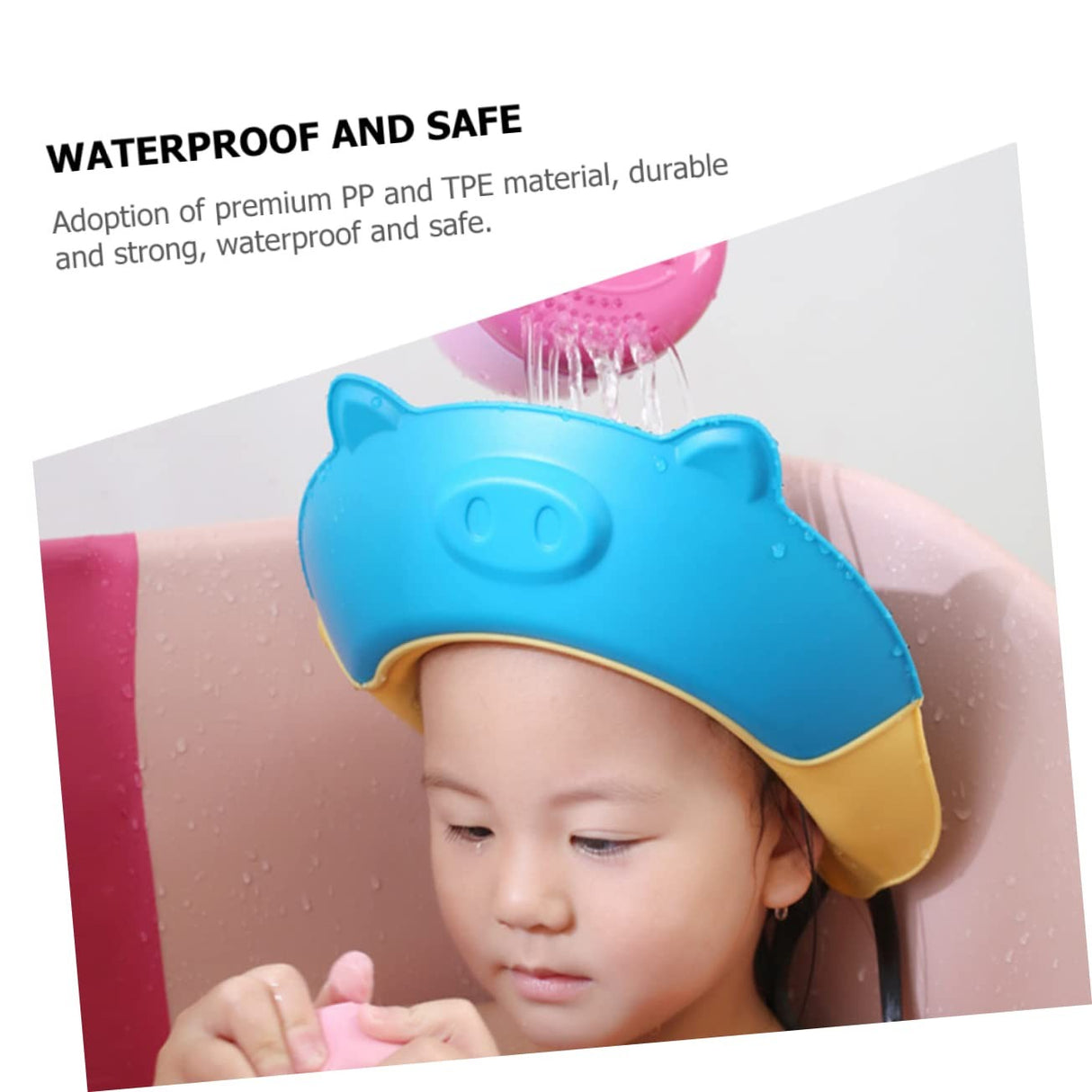 Viziera De Protectie Baie Pentru Copii, Fippy, Model Purcelus, Dimensiune Ajustabila, Durabil, Usor De Curatat, Impotriva Samponului, Pentru Ochi Si Urechi, Tpe+Pp, 23X23 Cm - vivimall.ro